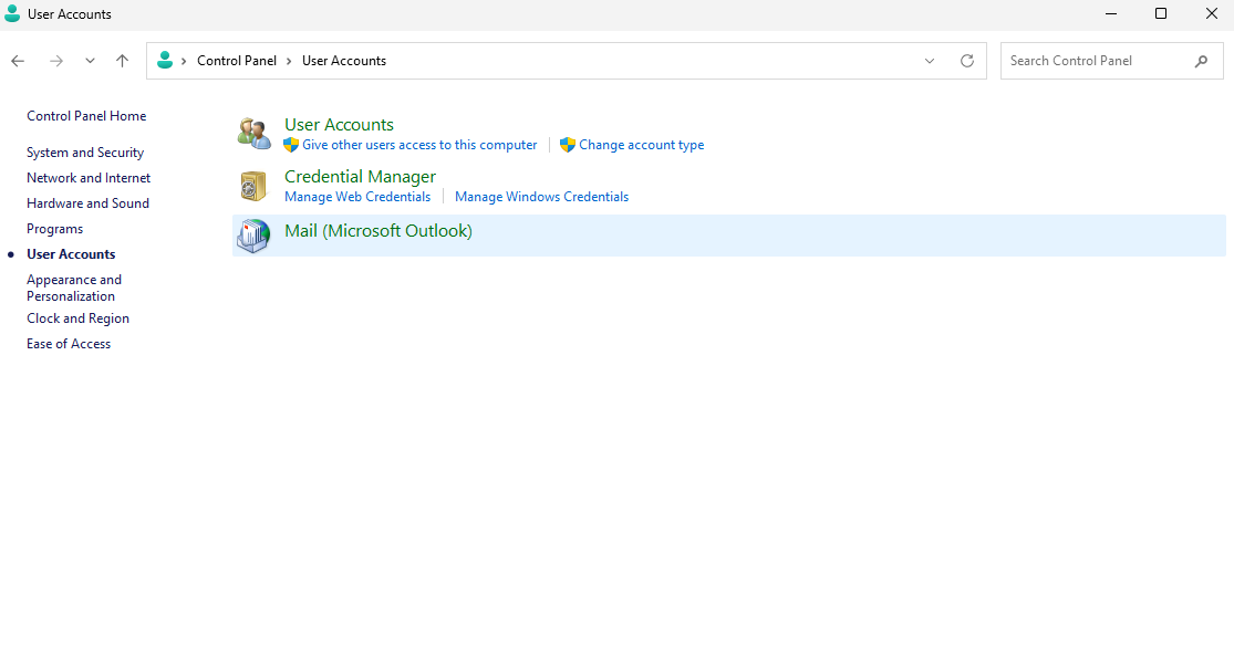 Open Control Panel > User Account